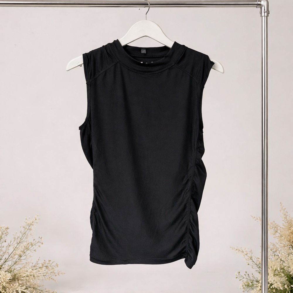 Young LA Sleeveless Black Ruched Side Tank Top